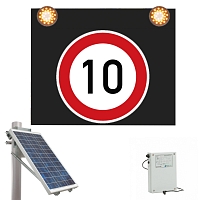 Značka s výstražným světlem se solárním napájením, 10 km